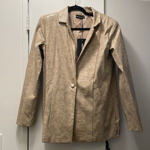 Cream croc oversized pu blazer - nwt